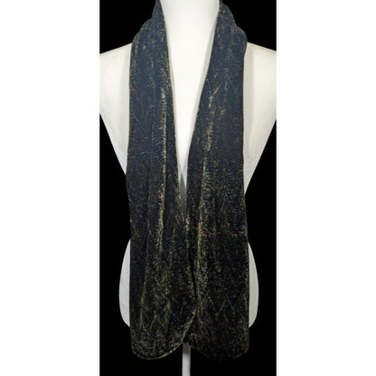 Black And Green Speckled Velvet-Like Scarf