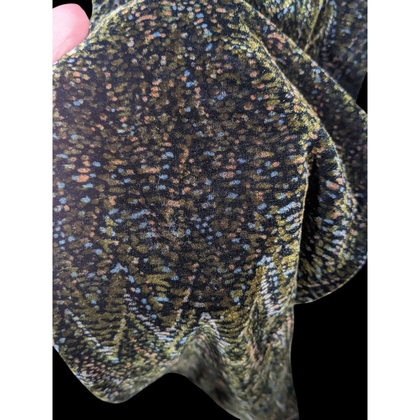 Black And Green Speckled Velvet-Like Scarf