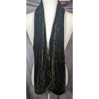 Black And Green Speckled Velvet-Like Scarf