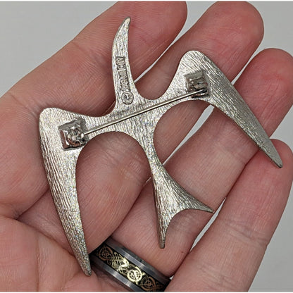 Abstract Bird Brooch Sarah Coventry Vintage Silver Tone