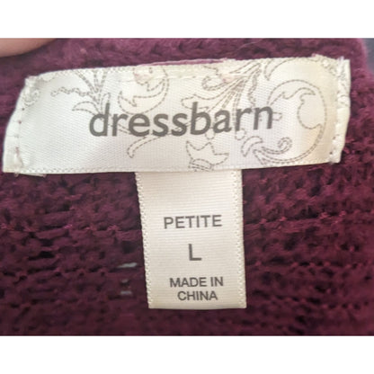 Dressbarn Plum Ruffle Half Sleeve V Neck Cardigan