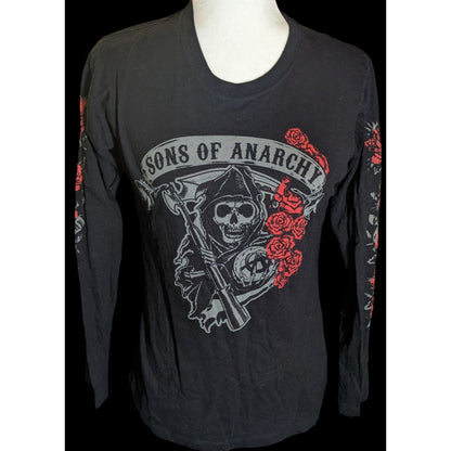 Sons Of Anarchy Gothic Long Sleeve Shirt With Rose Accents