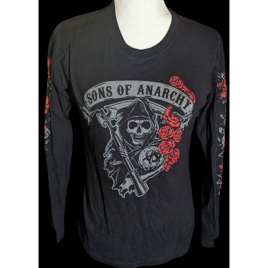 Sons Of Anarchy Gothic Long Sleeve Shirt With Rose Accents