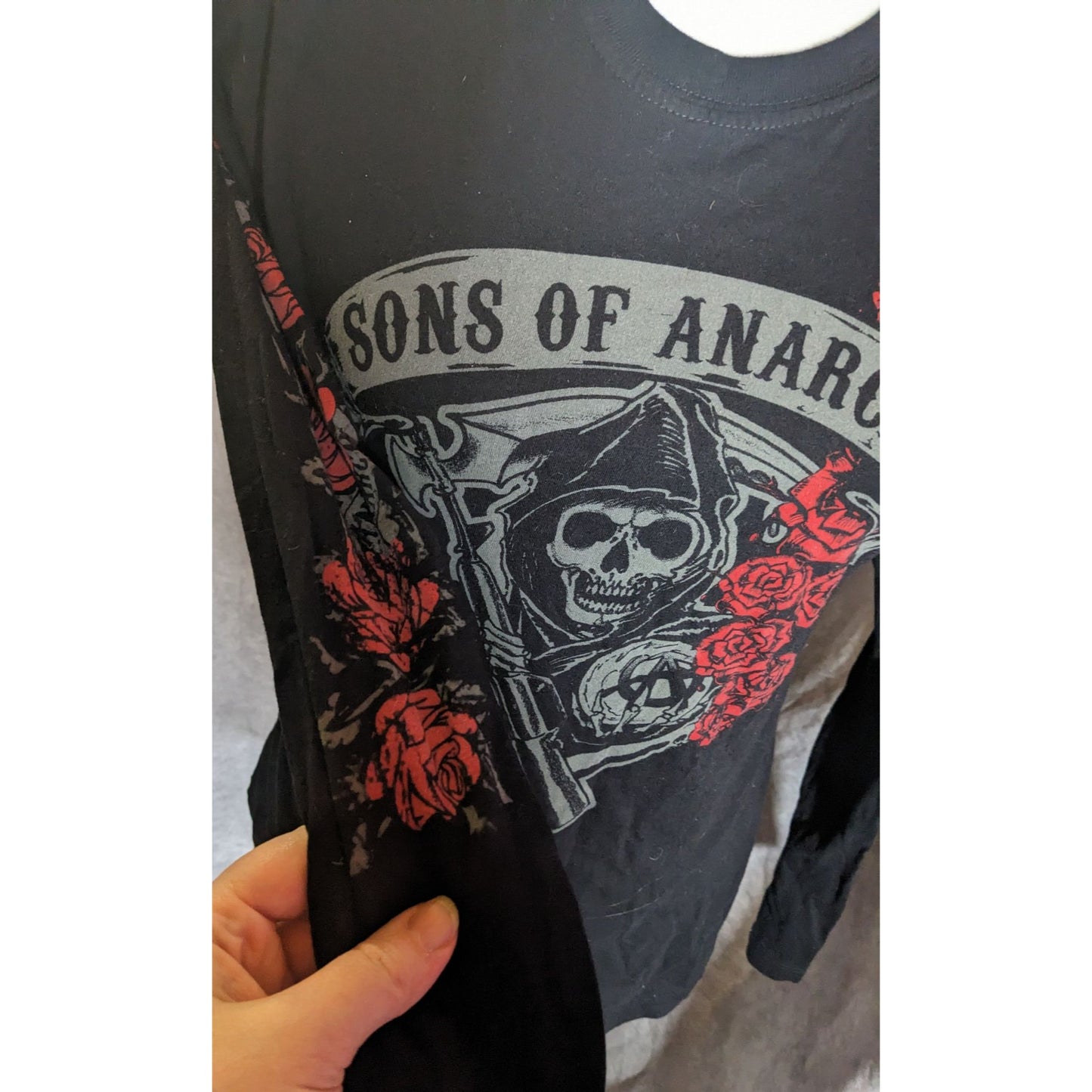 Sons Of Anarchy Gothic Long Sleeve Shirt With Rose Accents