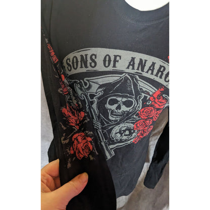 Sons Of Anarchy Gothic Long Sleeve Shirt With Rose Accents