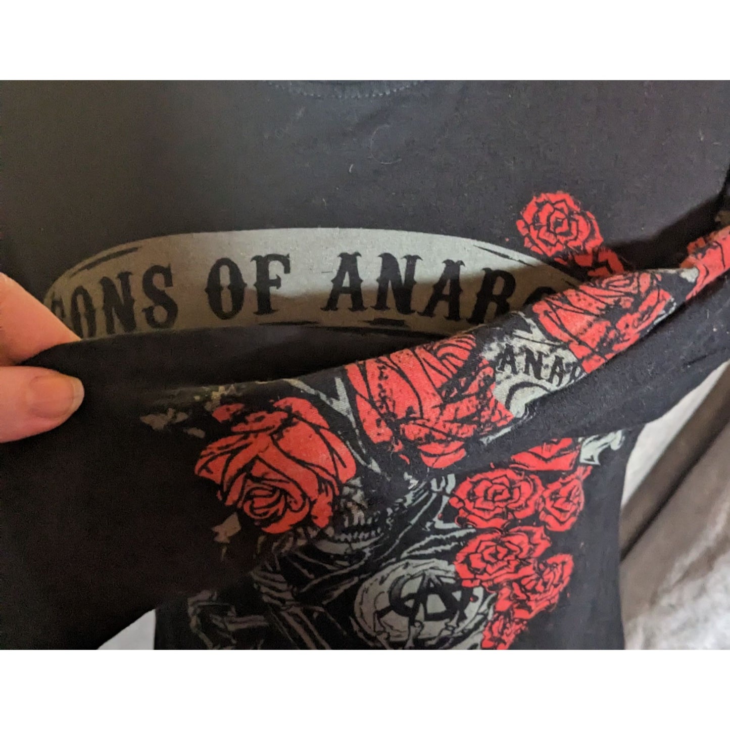 Sons Of Anarchy Gothic Long Sleeve Shirt With Rose Accents