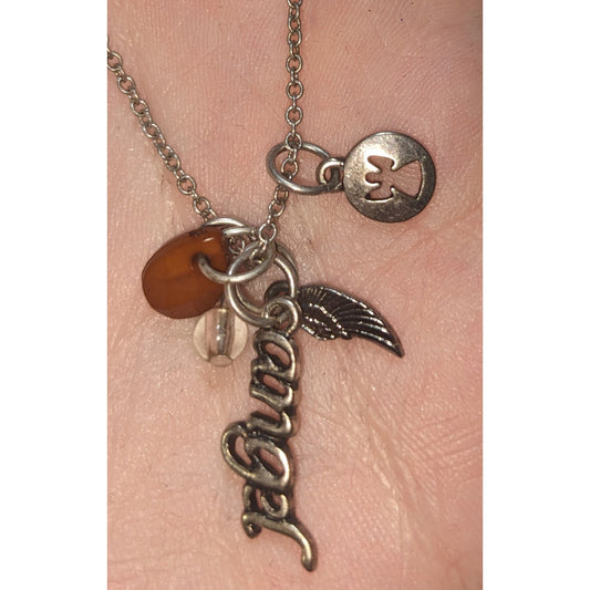Angel Charm Necklace Silver Tone Inspirational Faith Jewelry with Crystal Accents