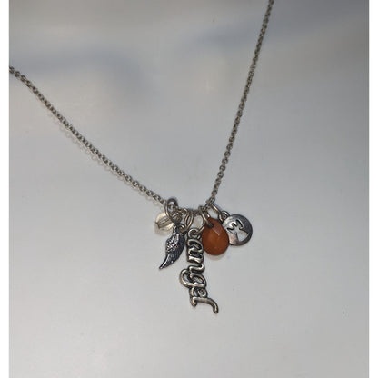 Angel Charm Necklace Silver Tone Inspirational Faith Jewelry with Crystal Accents