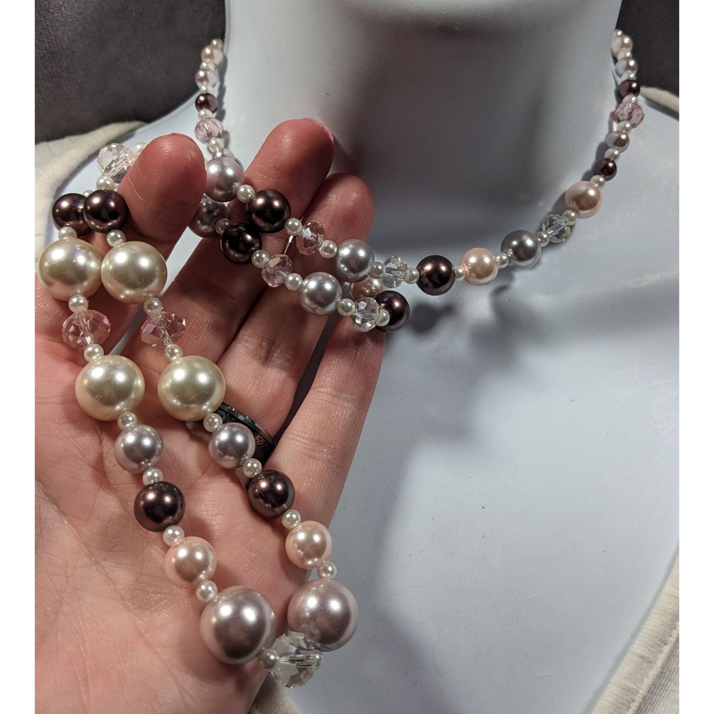 Handmade Elegant Coquette Faux Pearl And Glass Beaded Necklaces