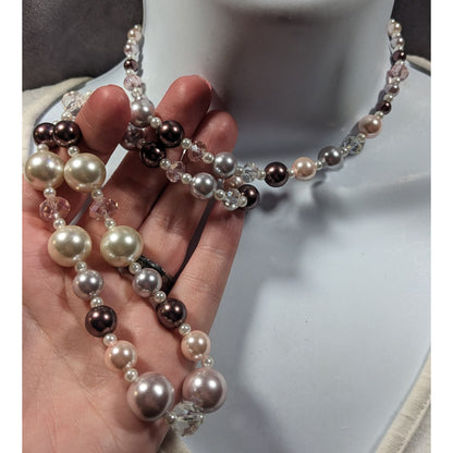 Handmade Elegant Coquette Faux Pearl And Glass Beaded Necklaces