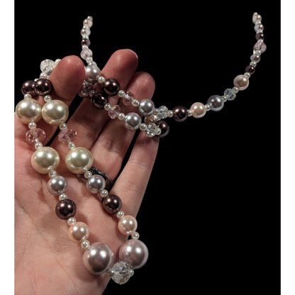 Handmade Elegant Coquette Faux Pearl And Glass Beaded Necklaces
