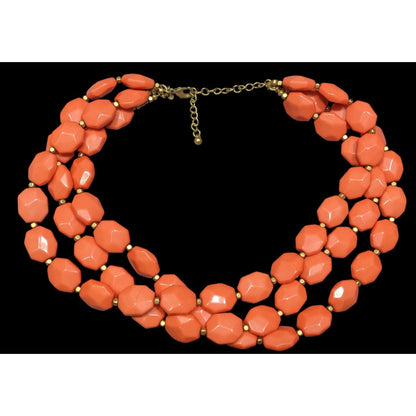 Premier Designs Orange And Gold Tone Layered Beaded Necklace
