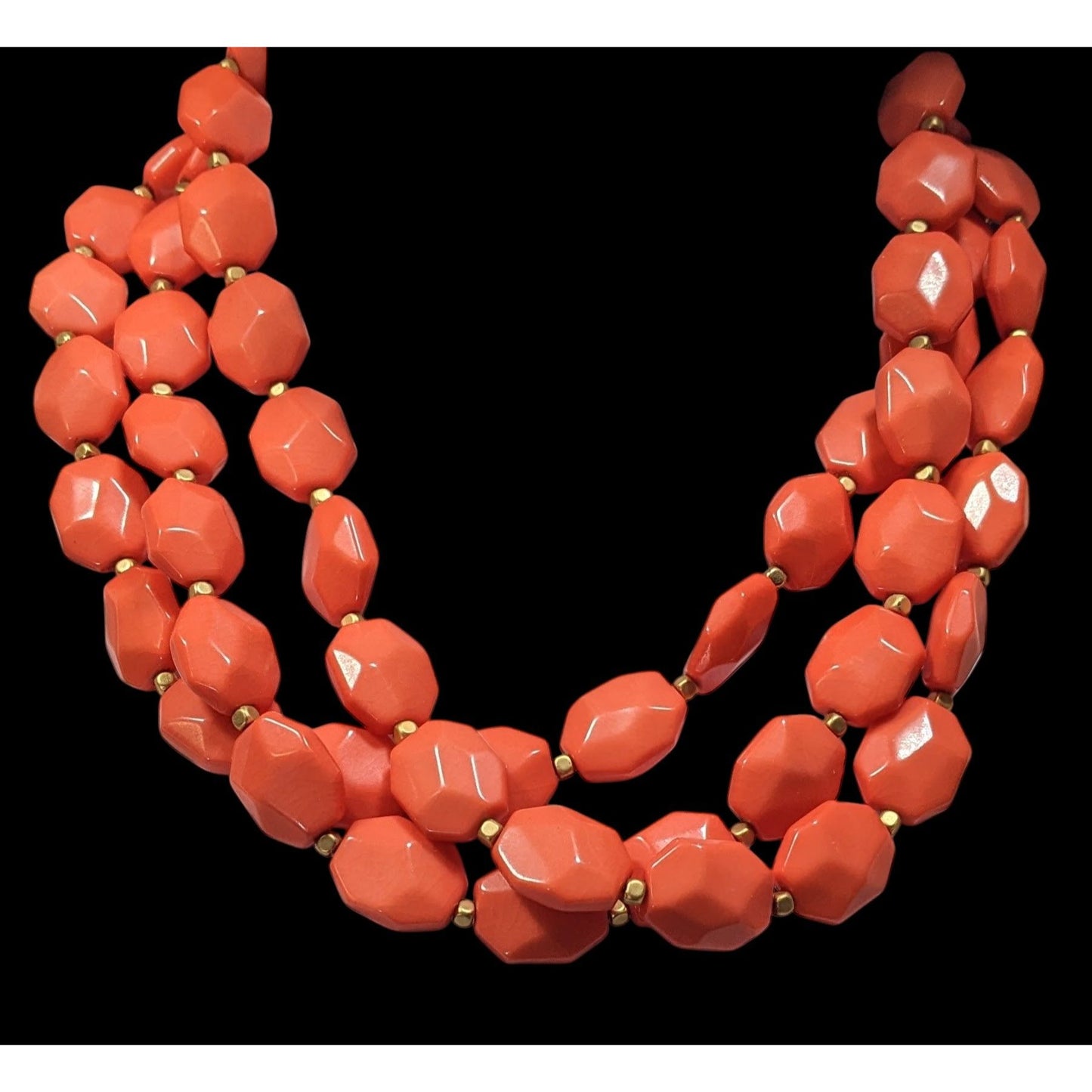 Premier Designs Orange And Gold Tone Layered Beaded Necklace