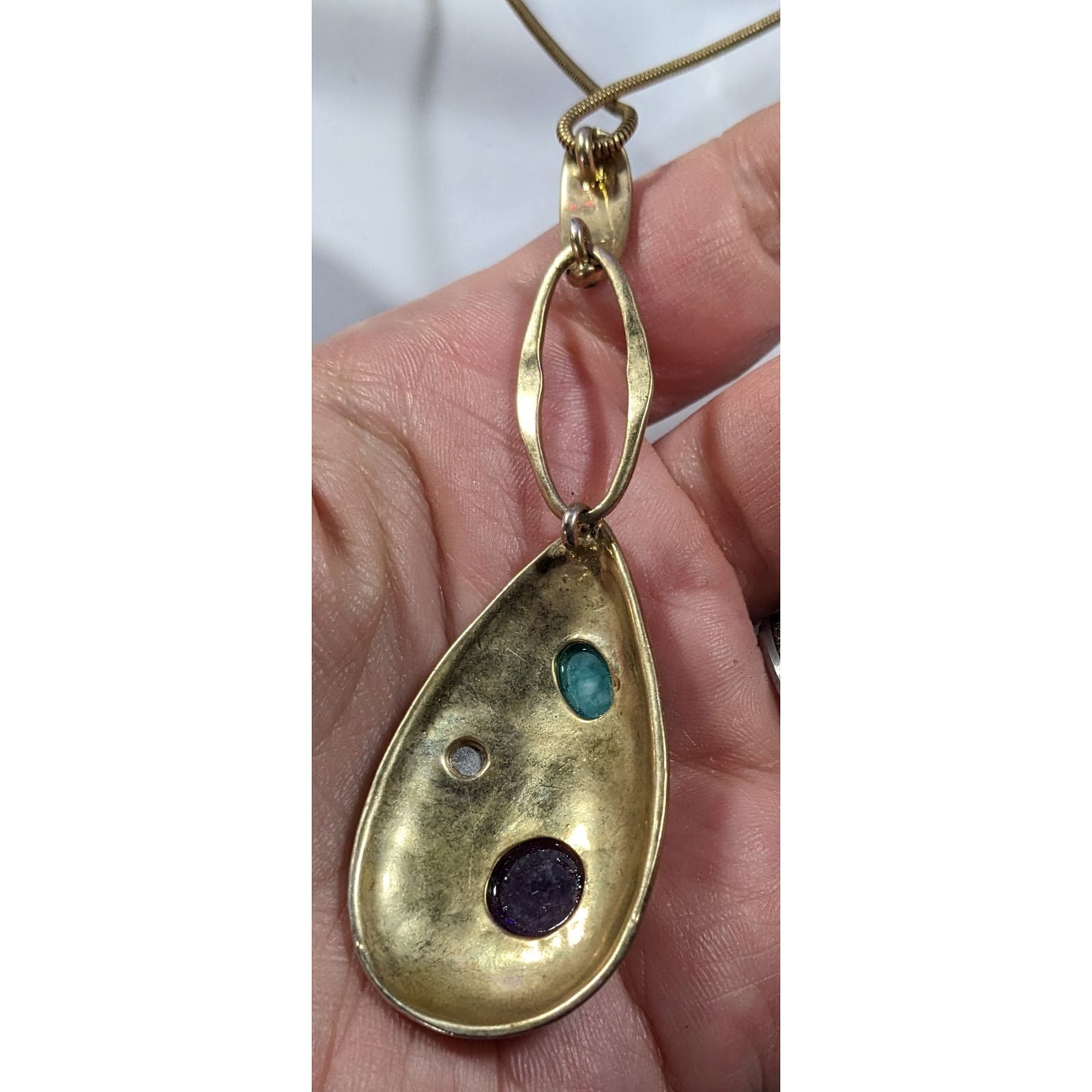 Nine West Elegant Glam Gold Tone Teardrop Gemstone Necklace