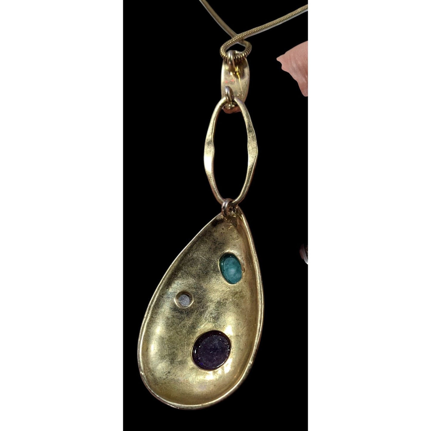 Nine West Elegant Glam Gold Tone Teardrop Gemstone Necklace