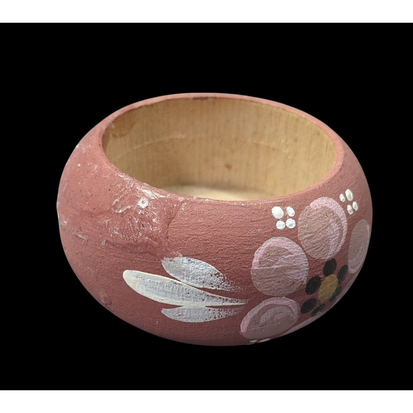 Pink Floral Hand Painted Wooden Mini Trinket Box