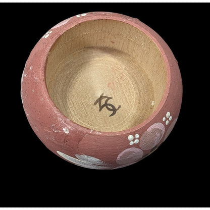 Pink Floral Hand Painted Wooden Mini Trinket Box