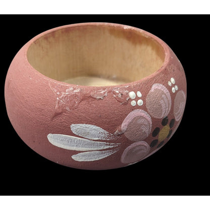 Pink Floral Hand Painted Wooden Mini Trinket Box