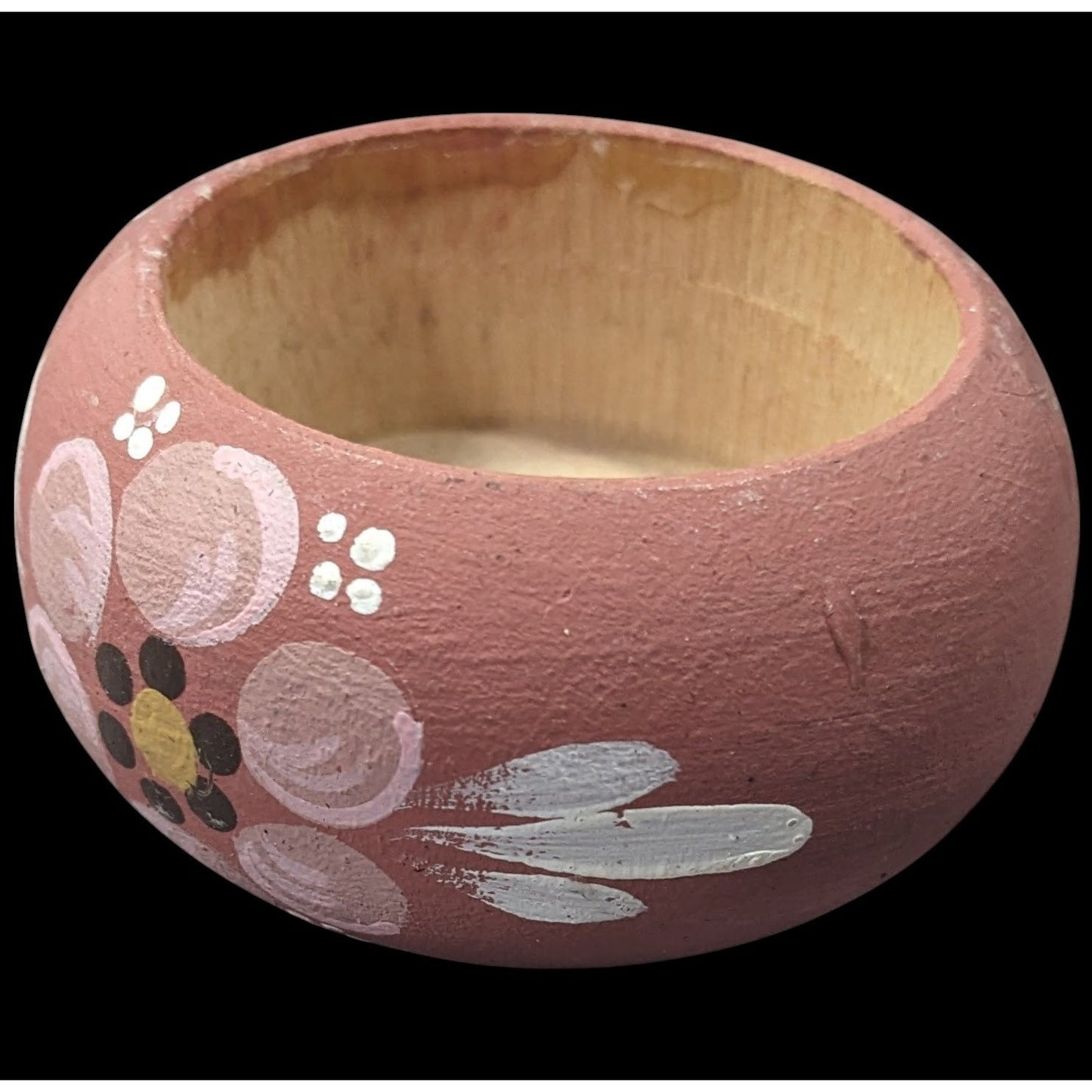 Pink Floral Hand Painted Wooden Mini Trinket Box