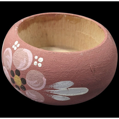 Pink Floral Hand Painted Wooden Mini Trinket Box