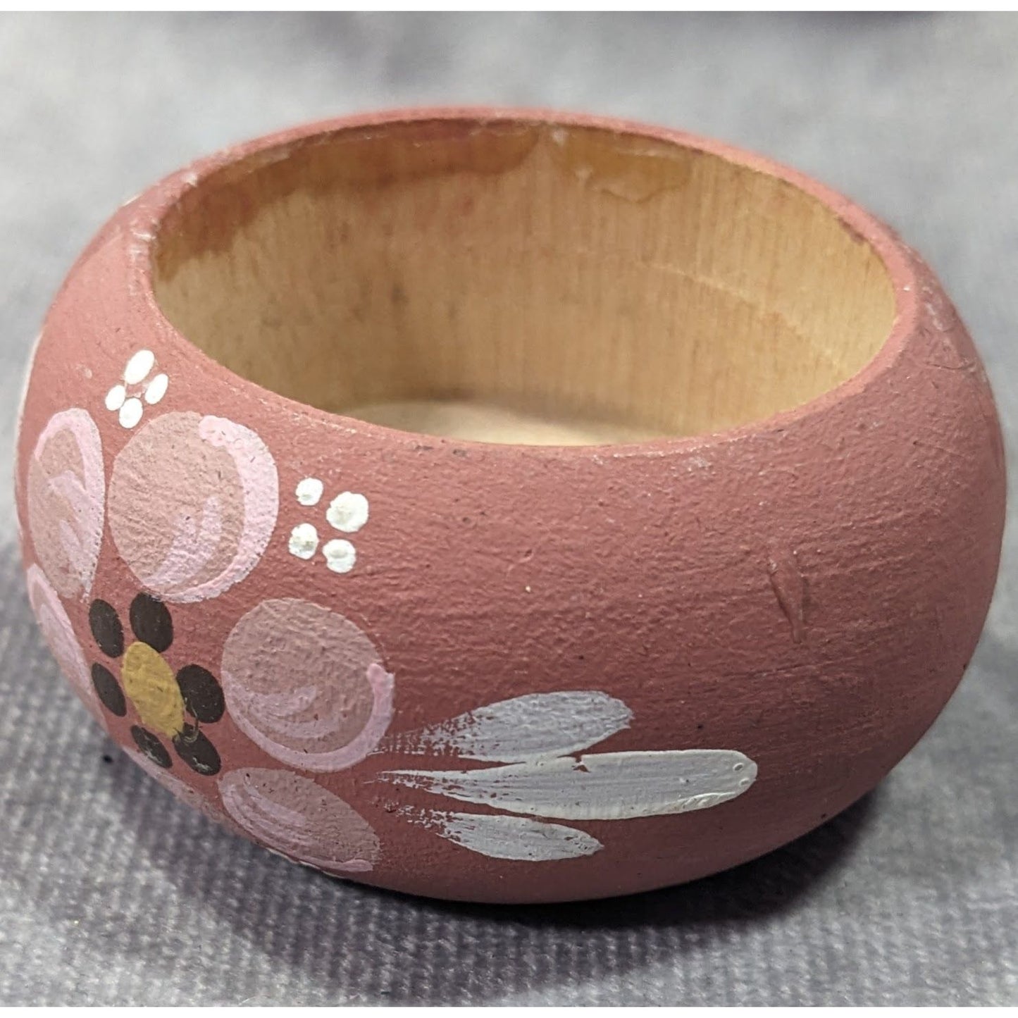 Pink Floral Hand Painted Wooden Mini Trinket Box