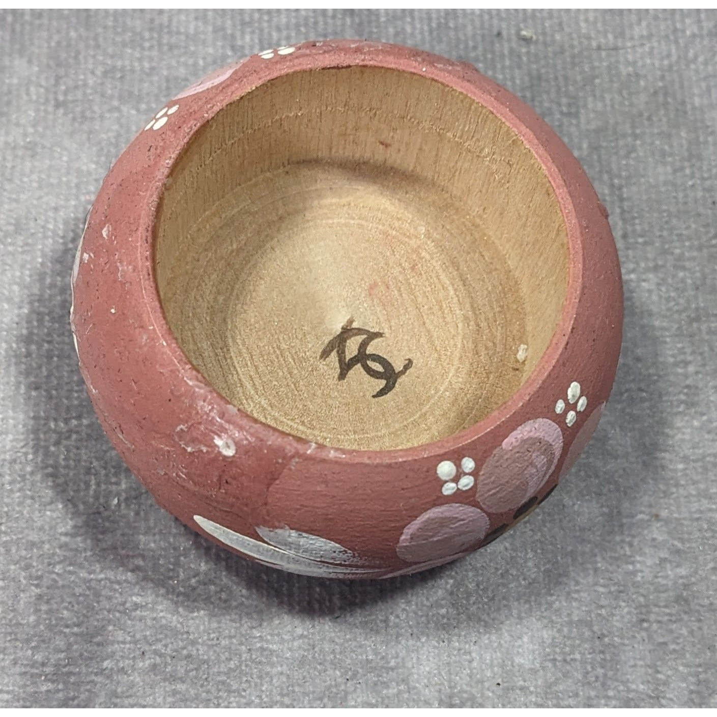 Pink Floral Hand Painted Wooden Mini Trinket Box