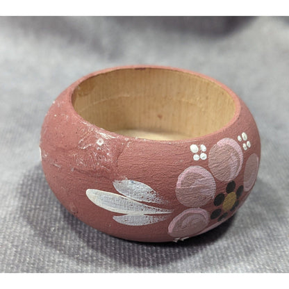 Pink Floral Hand Painted Wooden Mini Trinket Box