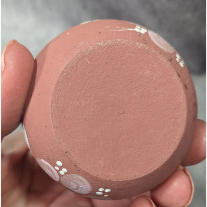 Pink Floral Hand Painted Wooden Mini Trinket Box