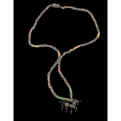 Handmade Pastel Glass Beaded Unicorn Pendant Necklace