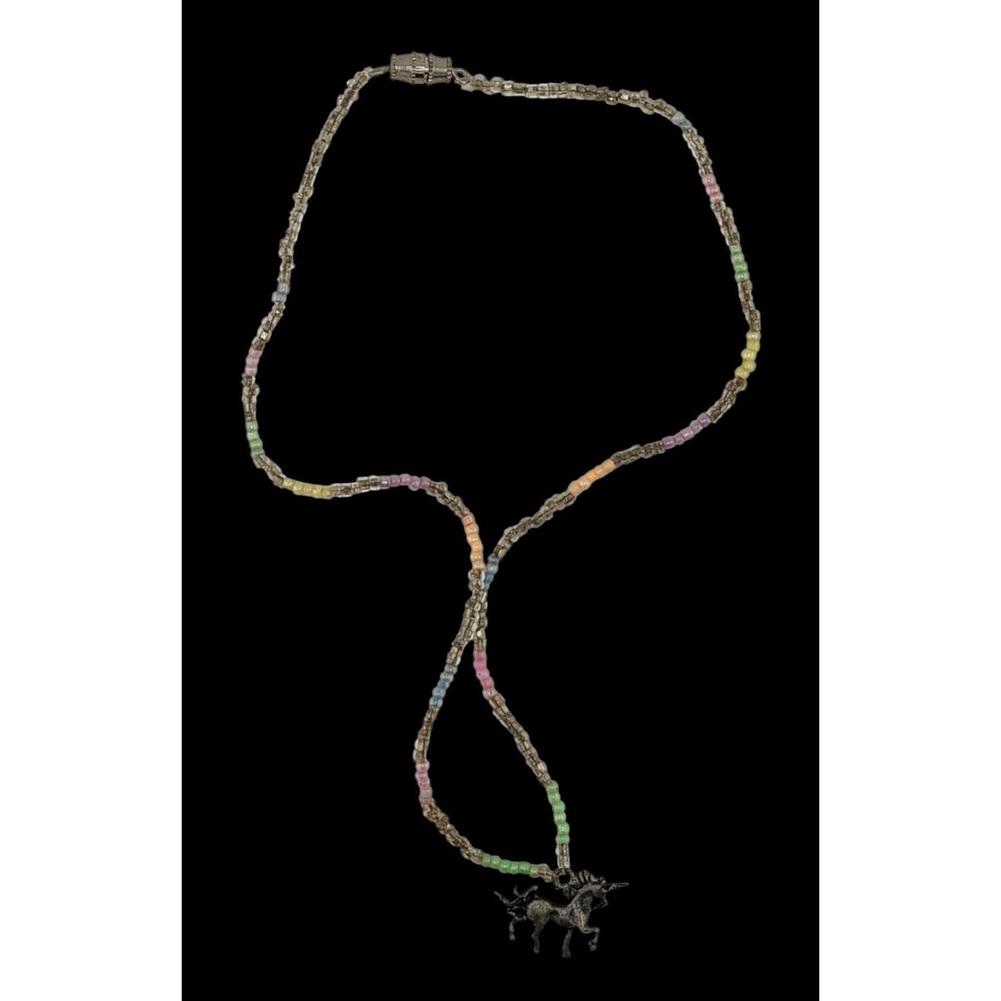 Handmade Pastel Glass Beaded Unicorn Pendant Necklace