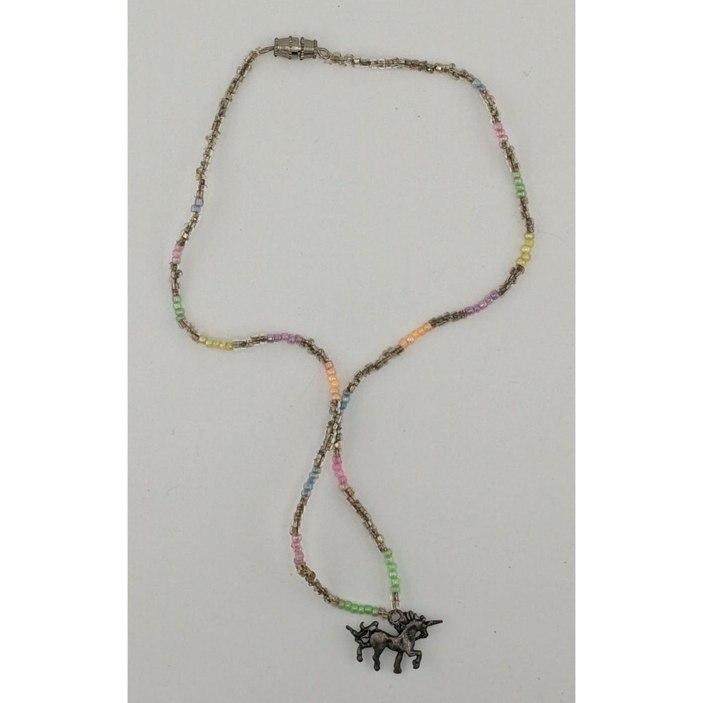 Handmade Pastel Glass Beaded Unicorn Pendant Necklace