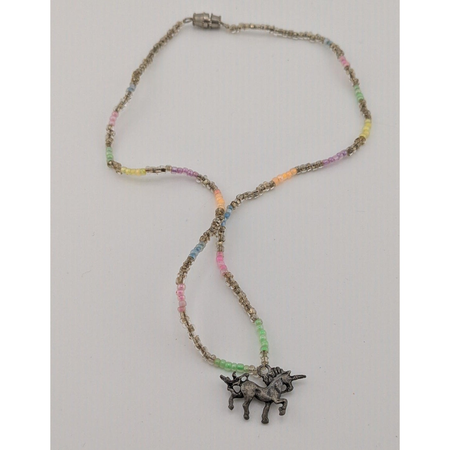 Handmade Pastel Glass Beaded Unicorn Pendant Necklace
