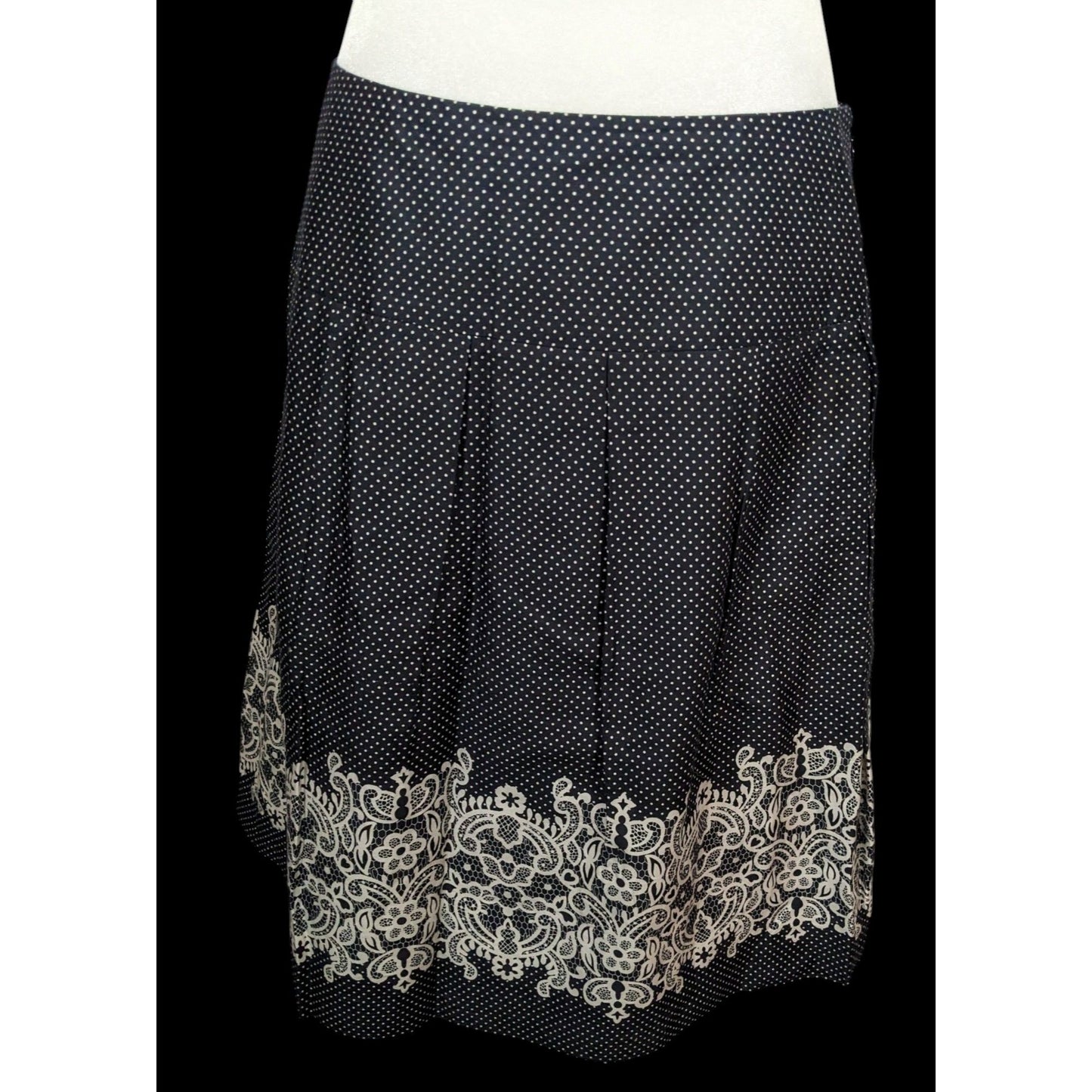 Loft Black And White Polka Dot Lace Print Skirt