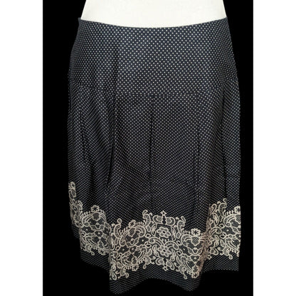 Loft Black And White Polka Dot Lace Print Skirt