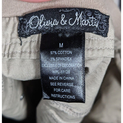 Olivia & Martin Floral Embroidered Khaki Skirt