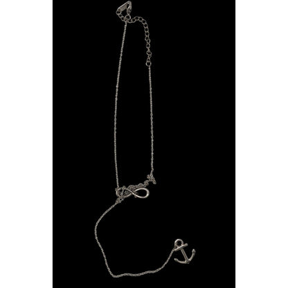 Nautical Infinity Anchor Lariat Silver Tone Necklace