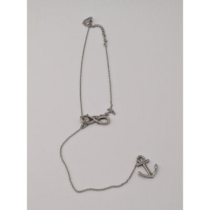 Nautical Infinity Anchor Lariat Silver Tone Necklace