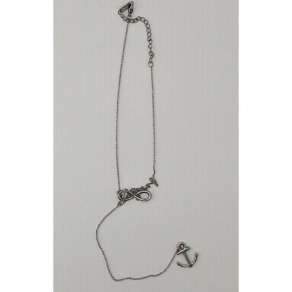Nautical Infinity Anchor Lariat Silver Tone Necklace
