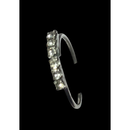 Simple Elegant Rhinestone Line Silver Tone Ring Size 8 1/4