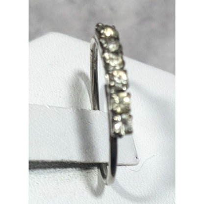 Simple Elegant Rhinestone Line Silver Tone Ring Size 8 1/4
