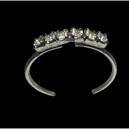 Simple Elegant Rhinestone Line Silver Tone Ring Size 8 1/4