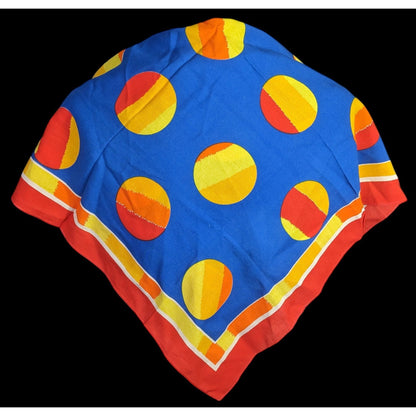 Vintage Soviet Headscarf Vesna 27"x27" Red & Blue Polka Dot Design By Ministry Of Textile Industry