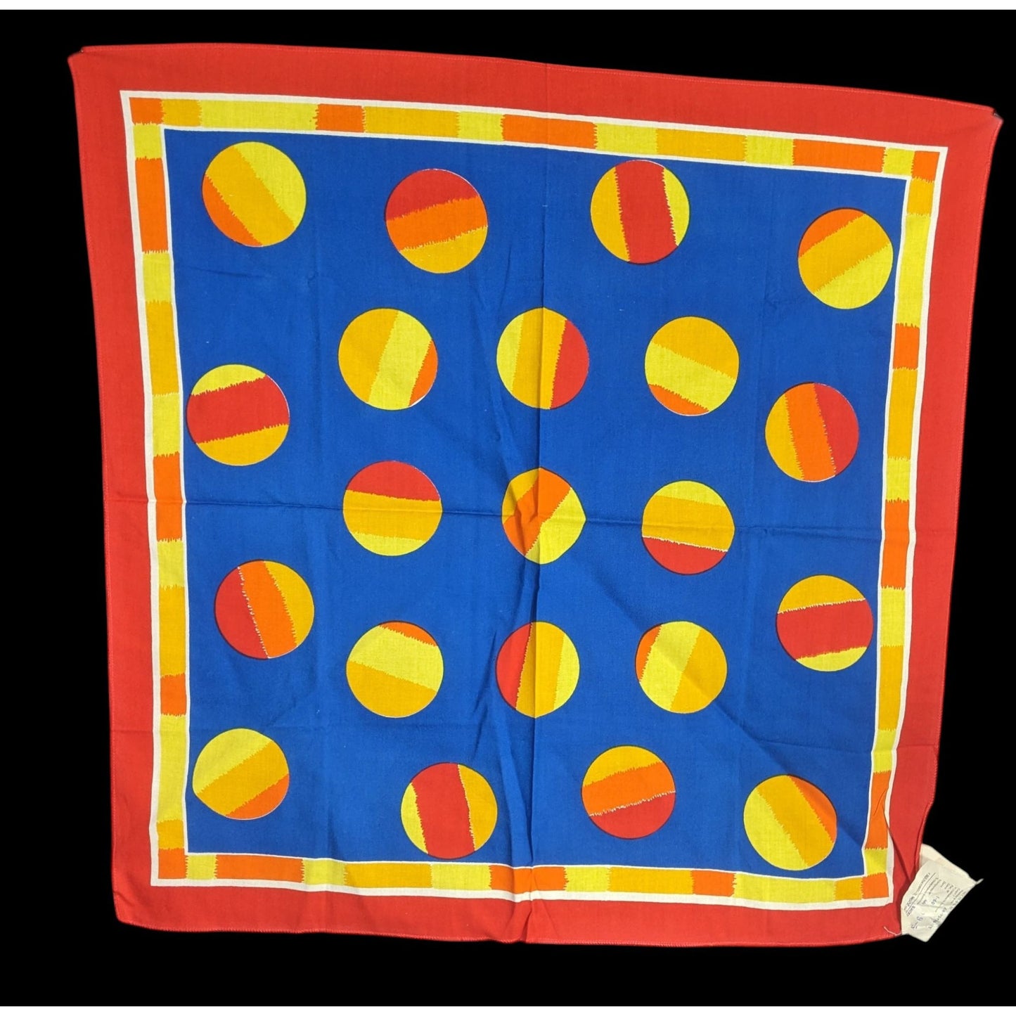 Vintage Soviet Headscarf Vesna 27"x27" Red & Blue Polka Dot Design By Ministry Of Textile Industry