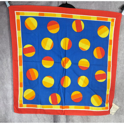 Vintage Soviet Headscarf Vesna 27"x27" Red & Blue Polka Dot Design By Ministry Of Textile Industry