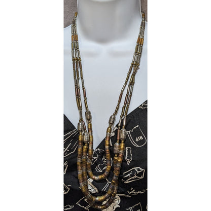 Vintage Brutalist Multi-Strand Metal Bead Necklace