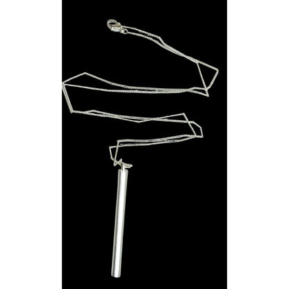 Modernist Frosted Silver Tone Pillar Pendant Necklace