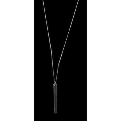 Modernist Frosted Silver Tone Pillar Pendant Necklace
