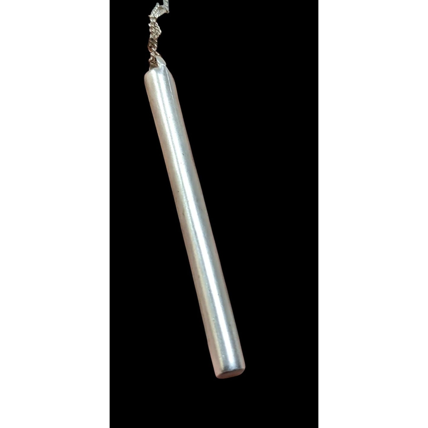 Modernist Frosted Silver Tone Pillar Pendant Necklace