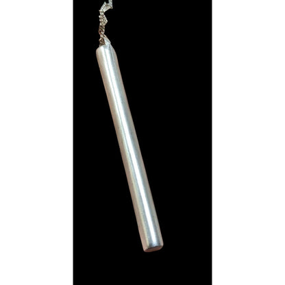 Modernist Frosted Silver Tone Pillar Pendant Necklace