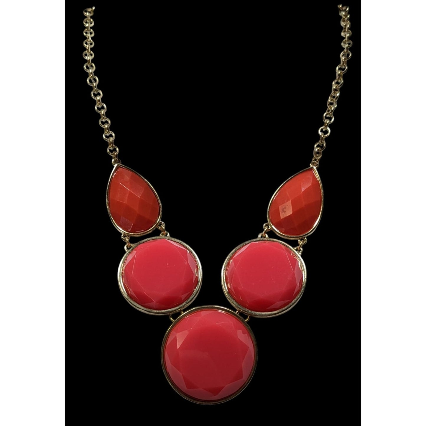 Pink And Orange Faceted Gemmed Statement Necklace